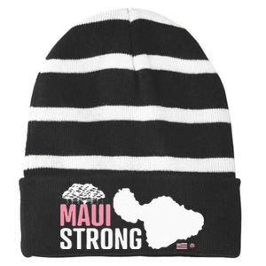 Pray For Maui Hawaii Strong Striped Beanie with Solid Band