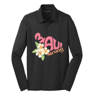 Pray For Maui Hawaii Strong Silk Touch Performance Long Sleeve Polo