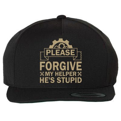 Please Forgive My Helper HeS Stupid Funny Saying Wool Snapback Cap