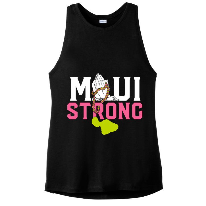 Pray For Maui Hawaii Strong Ladies PosiCharge Tri-Blend Wicking Tank