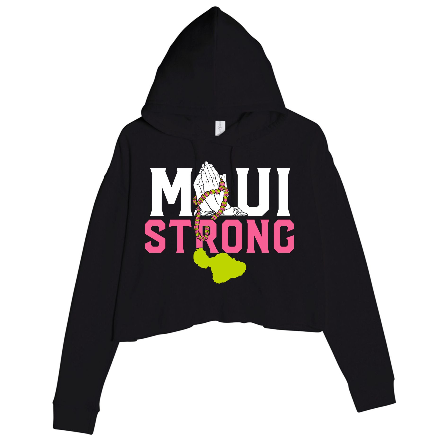 Pray For Maui Hawaii Strong Crop Fleece Hoodie
