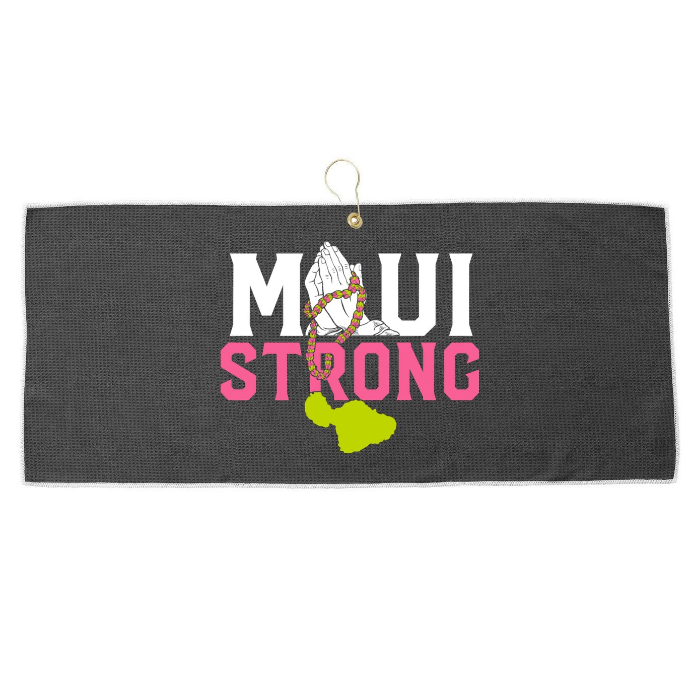 Pray For Maui Hawaii Strong Large Microfiber Waffle Golf Towel