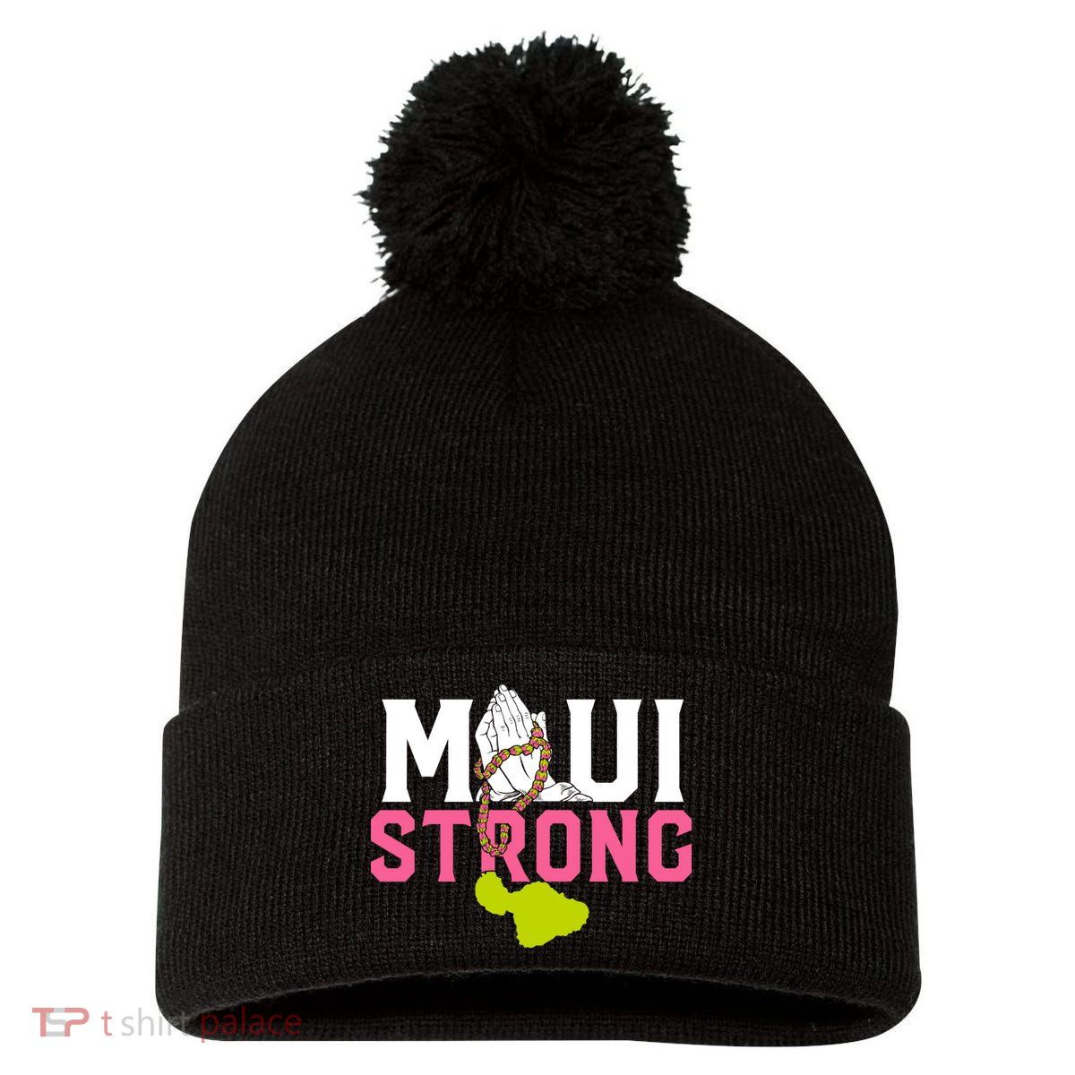 Pray For Maui Hawaii Strong Pom Pom 12in Knit Beanie
