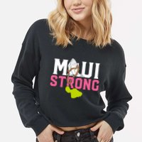 Pray For Maui Hawaii Strong Cropped Pullover Crew