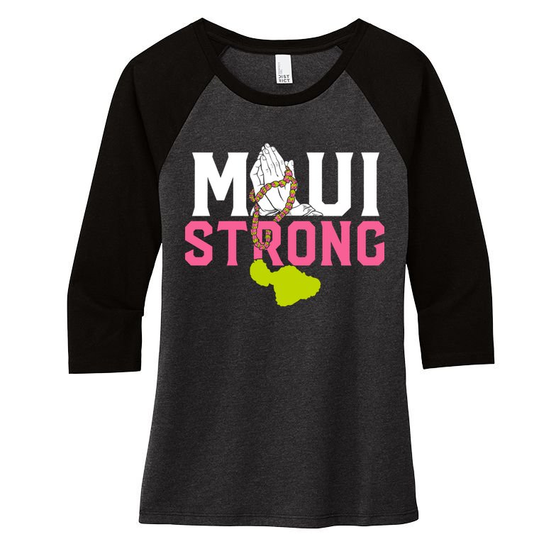 Pray For Maui Hawaii Strong Women's Tri-Blend 3/4-Sleeve Raglan Shirt