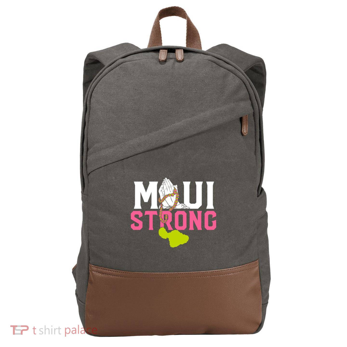 Pray For Maui Hawaii Strong Cotton Canvas Backpack