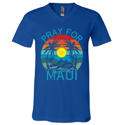 Pray For Maui Hawaii Wildflower Support V-Neck T-Shirt