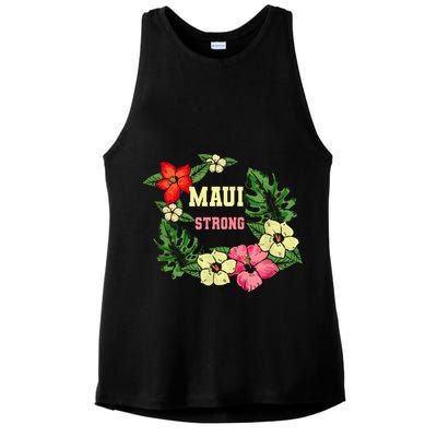 Pray For Maui Hawaii Strong Lahaina Hawaiian Floral Ladies PosiCharge Tri-Blend Wicking Tank
