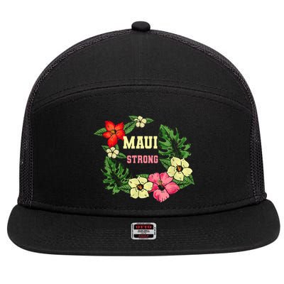 Pray For Maui Hawaii Strong Lahaina Hawaiian Floral 7 Panel Mesh Trucker Snapback Hat
