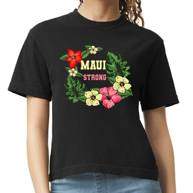 Pray For Maui Hawaii Strong Lahaina Hawaiian Floral Comfort Colors Boxy T-Shirt