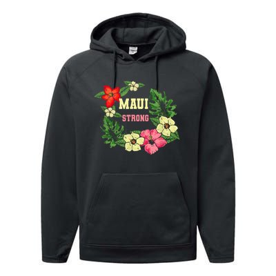 Pray For Maui Hawaii Strong Lahaina Hawaiian Floral Performance Fleece Hoodie