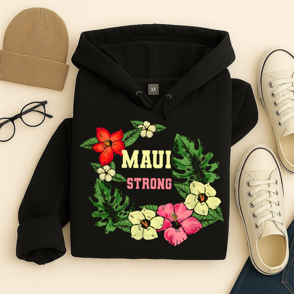 Pray For Maui Hawaii Strong Lahaina Hawaiian Floral Hoodie