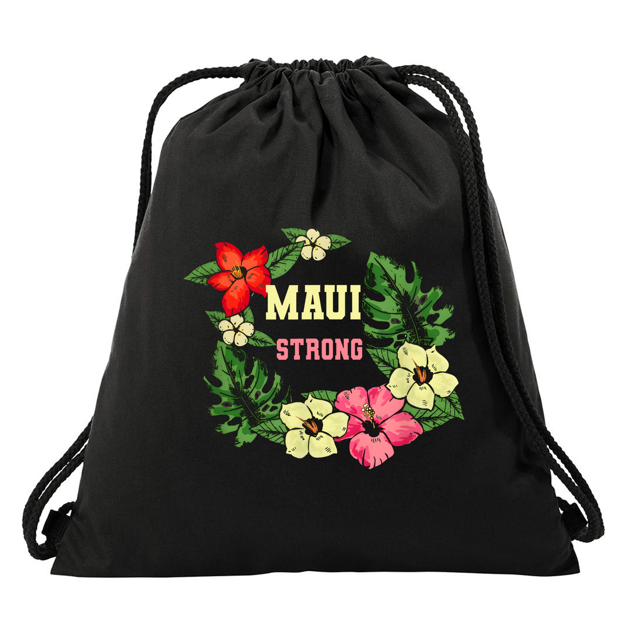 Pray For Maui Hawaii Strong Lahaina Hawaiian Floral Drawstring Bag
