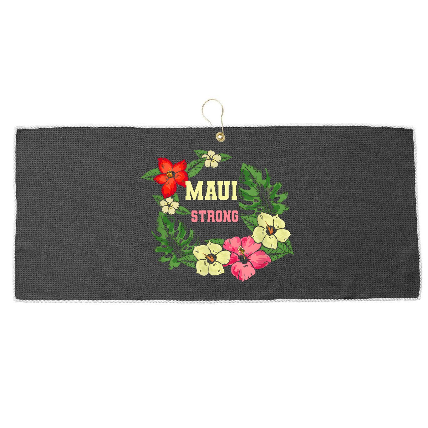 Pray For Maui Hawaii Strong Lahaina Hawaiian Floral Large Microfiber Waffle Golf Towel
