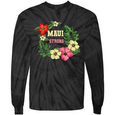 Pray For Maui Hawaii Strong Lahaina Hawaiian Floral Tie-Dye Long Sleeve Shirt