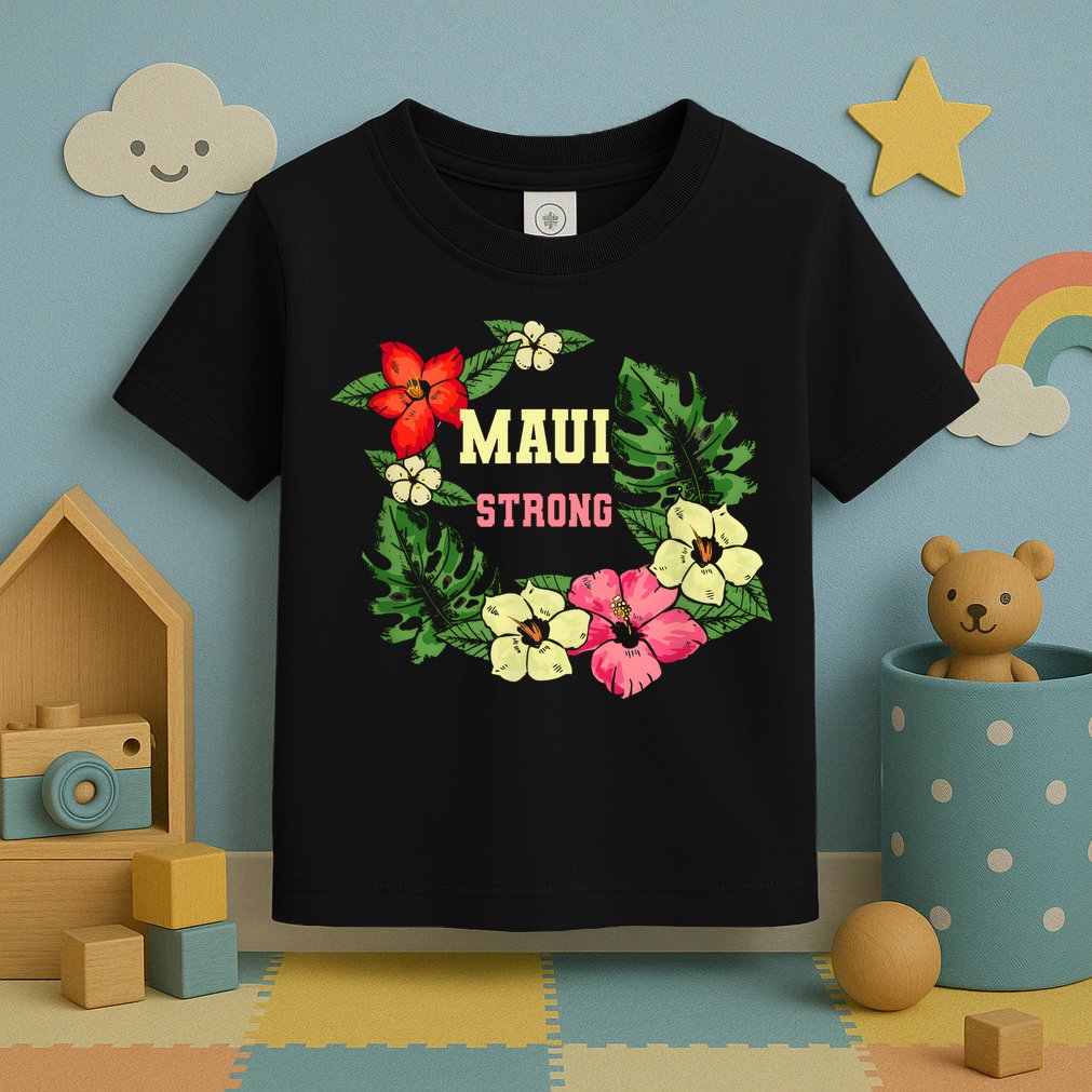 Pray For Maui Hawaii Strong Lahaina Hawaiian Floral Toddler T-Shirt