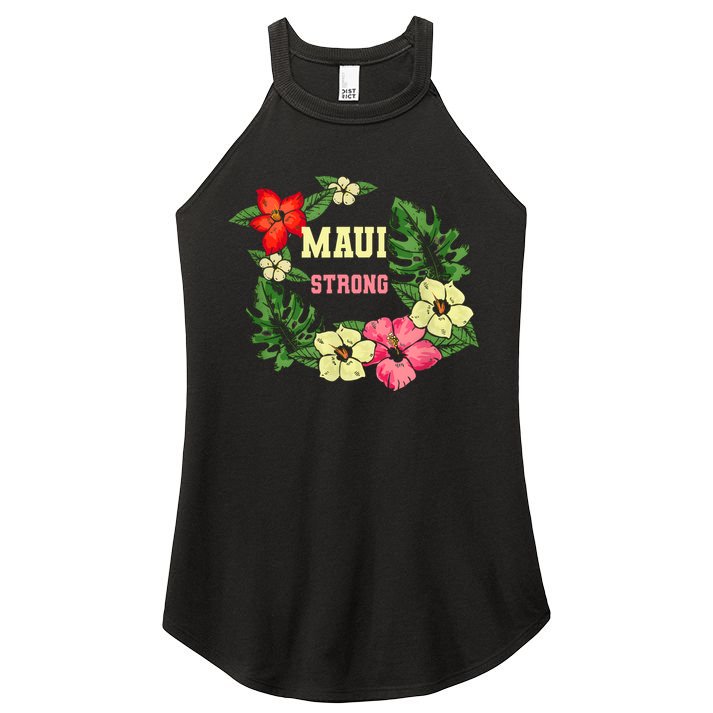 Pray For Maui Hawaii Strong Lahaina Hawaiian Floral Women's Perfect Tri Rocker Tank