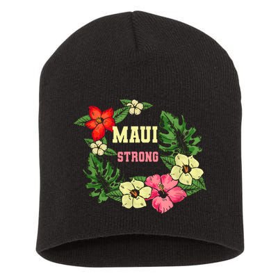 Pray For Maui Hawaii Strong Lahaina Hawaiian Floral Short Acrylic Beanie