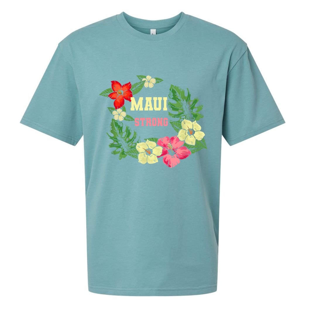 Pray For Maui Hawaii Strong Lahaina Hawaiian Floral Sueded Cloud Jersey T-Shirt