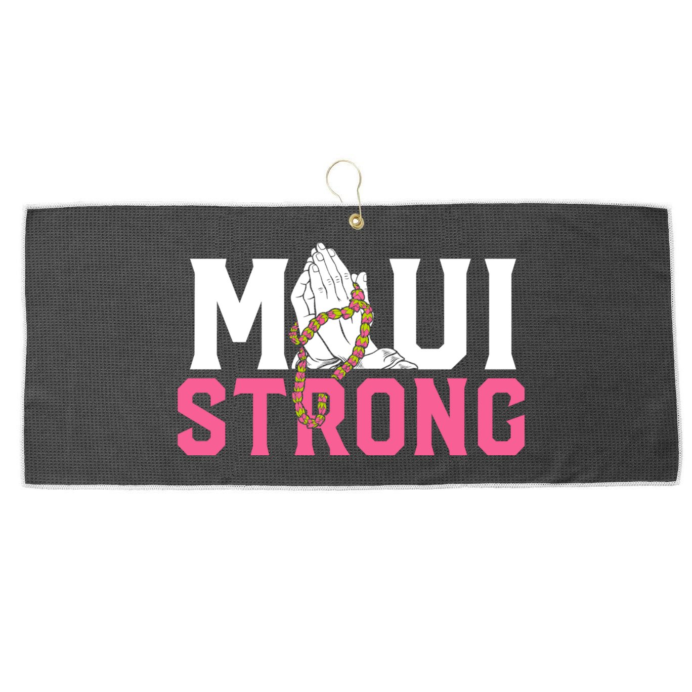 Pray For Maui Hawaii Strong Large Microfiber Waffle Golf Towel