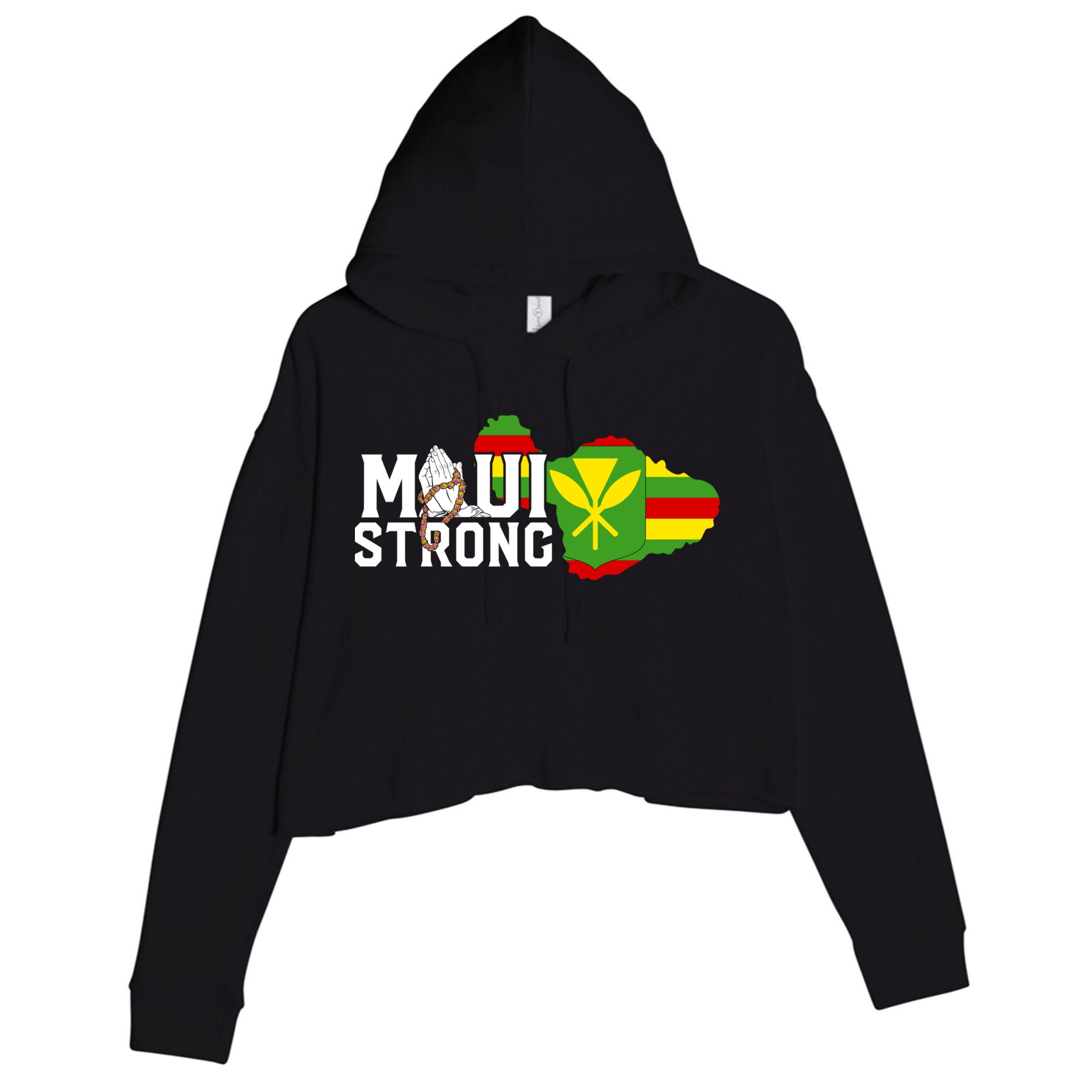 Pray For Maui Hawaii Strong Crop Fleece Hoodie
