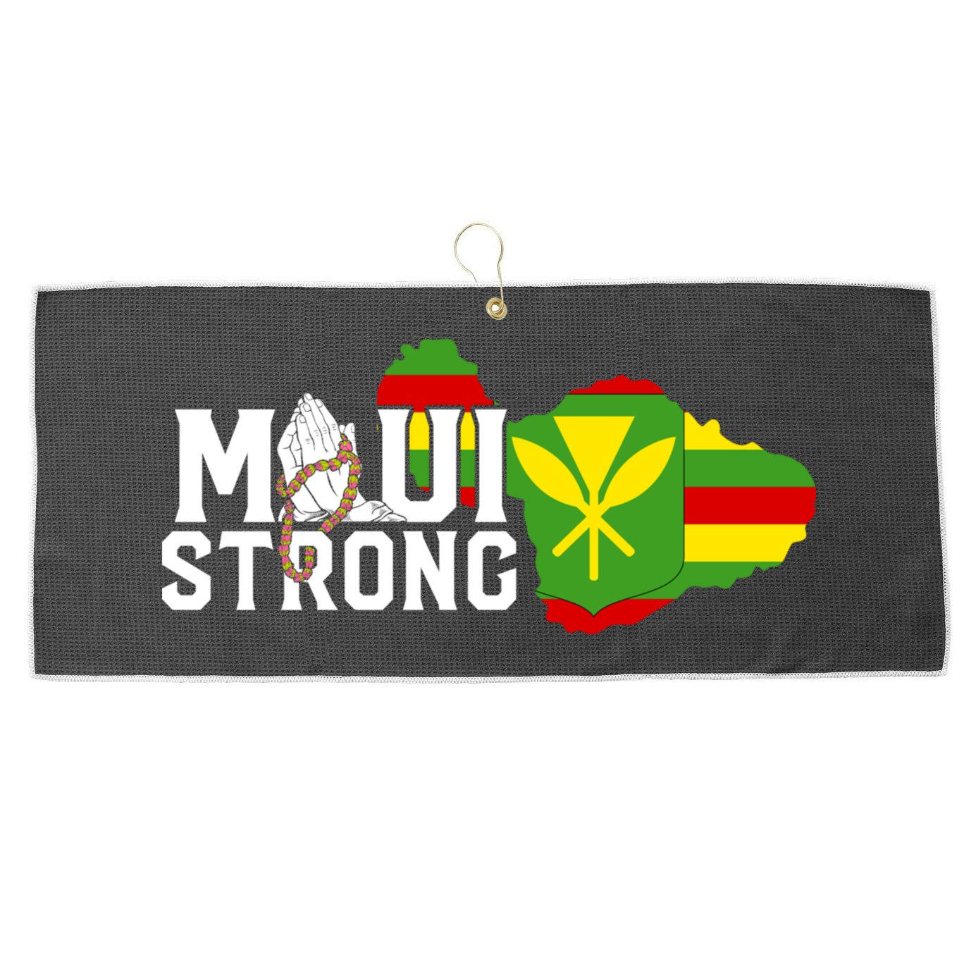 Pray For Maui Hawaii Strong Large Microfiber Waffle Golf Towel