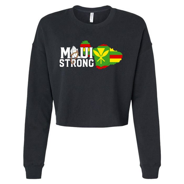 Pray For Maui Hawaii Strong Cropped Pullover Crew