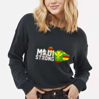 Pray For Maui Hawaii Strong Cropped Pullover Crew