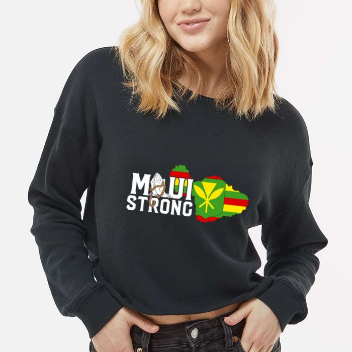 Pray For Maui Hawaii Strong Cropped Pullover Crew