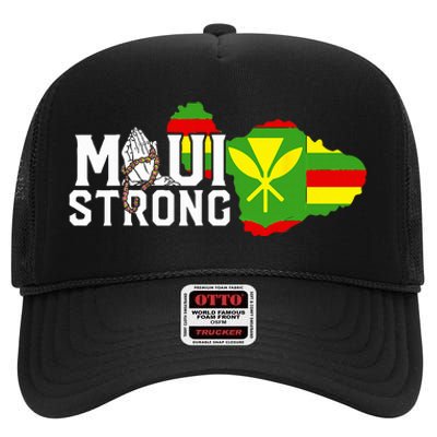 Pray For Maui Hawaii Strong High Crown Mesh Back Trucker Hat