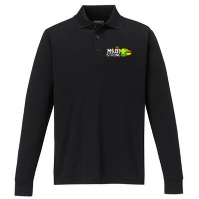 Pray For Maui Hawaii Strong Performance Long Sleeve Polo