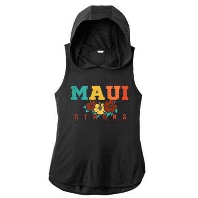 Pray For Maui Hawaii Strong Ladies PosiCharge Tri-Blend Wicking Draft Hoodie Tank