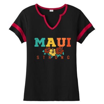 Pray For Maui Hawaii Strong Ladies Halftime Notch Neck Tee