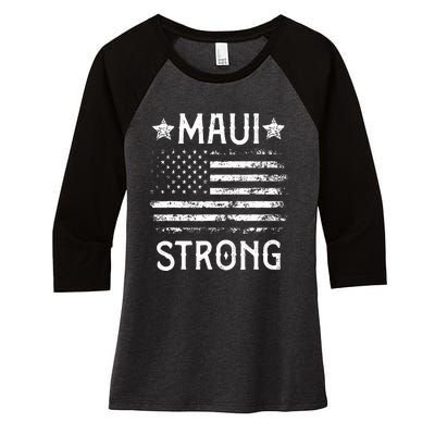 Pray For Maui Hawaii Strong Women's Tri-Blend 3/4-Sleeve Raglan Shirt