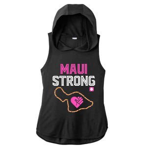 Pray For Maui Hawaii Strong Ladies PosiCharge Tri-Blend Wicking Draft Hoodie Tank