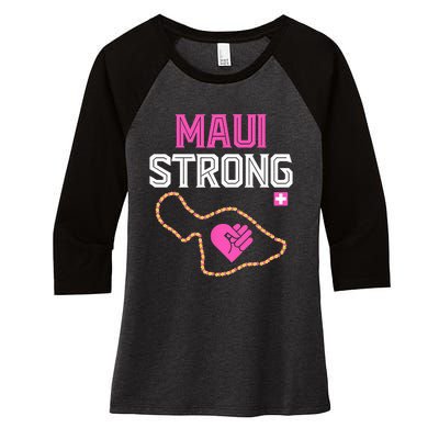 Pray For Maui Hawaii Strong Women's Tri-Blend 3/4-Sleeve Raglan Shirt