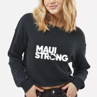 Pray For Maui Hawaii Strong Cropped Pullover Crew