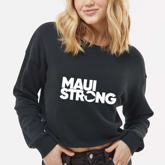 Pray For Maui Hawaii Strong Cropped Pullover Crew