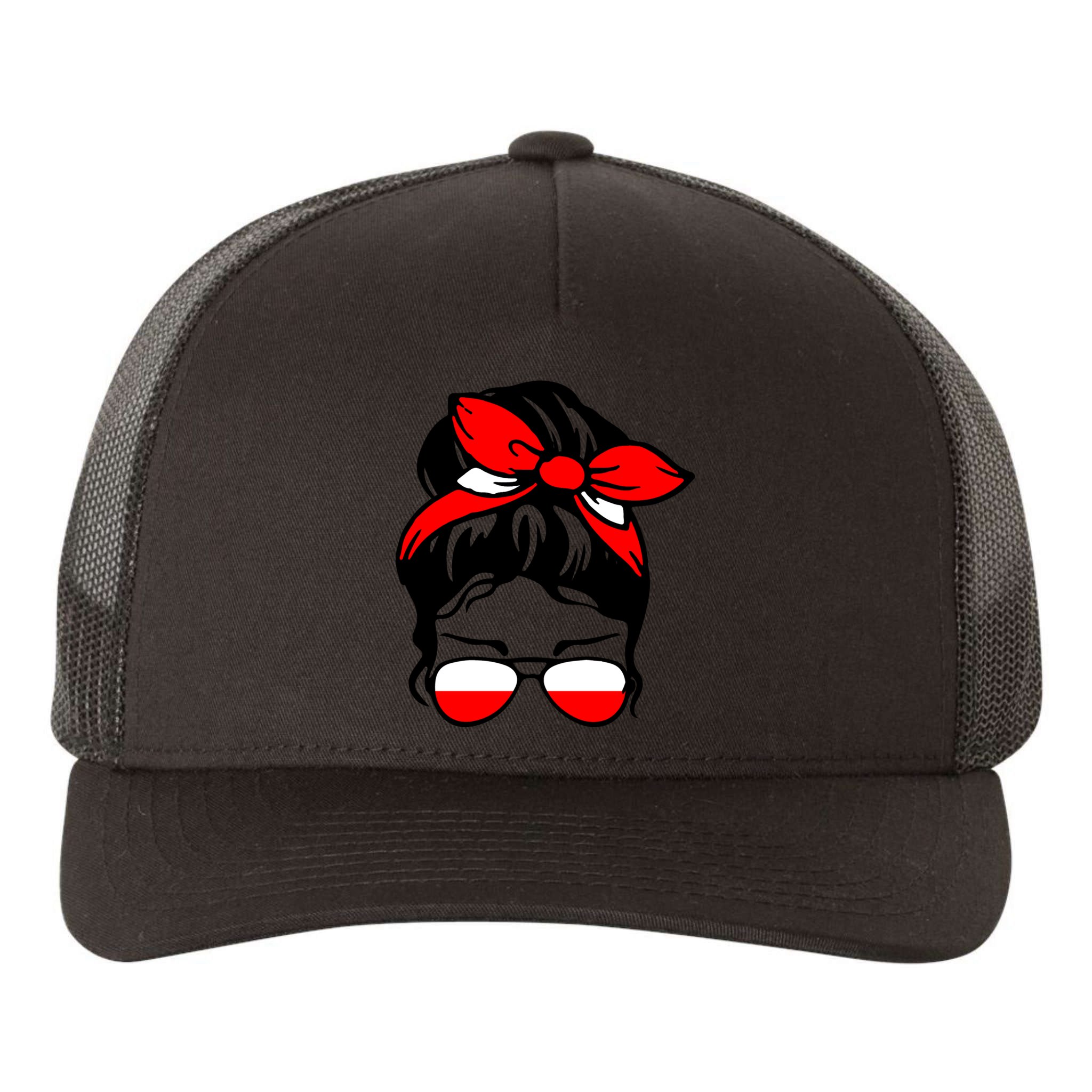 Polish Flag Messy Bun Patriotic Polska Poland Gift Yupoong Adult 5-Panel Trucker Hat
