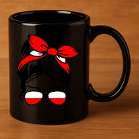 Polish Flag Messy Bun Patriotic Polska Poland Gift 11oz C Handle Ceramic Mug