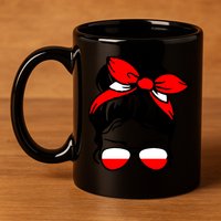 Polish Flag Messy Bun Patriotic Polska Poland Gift 11oz C Handle Ceramic Mug