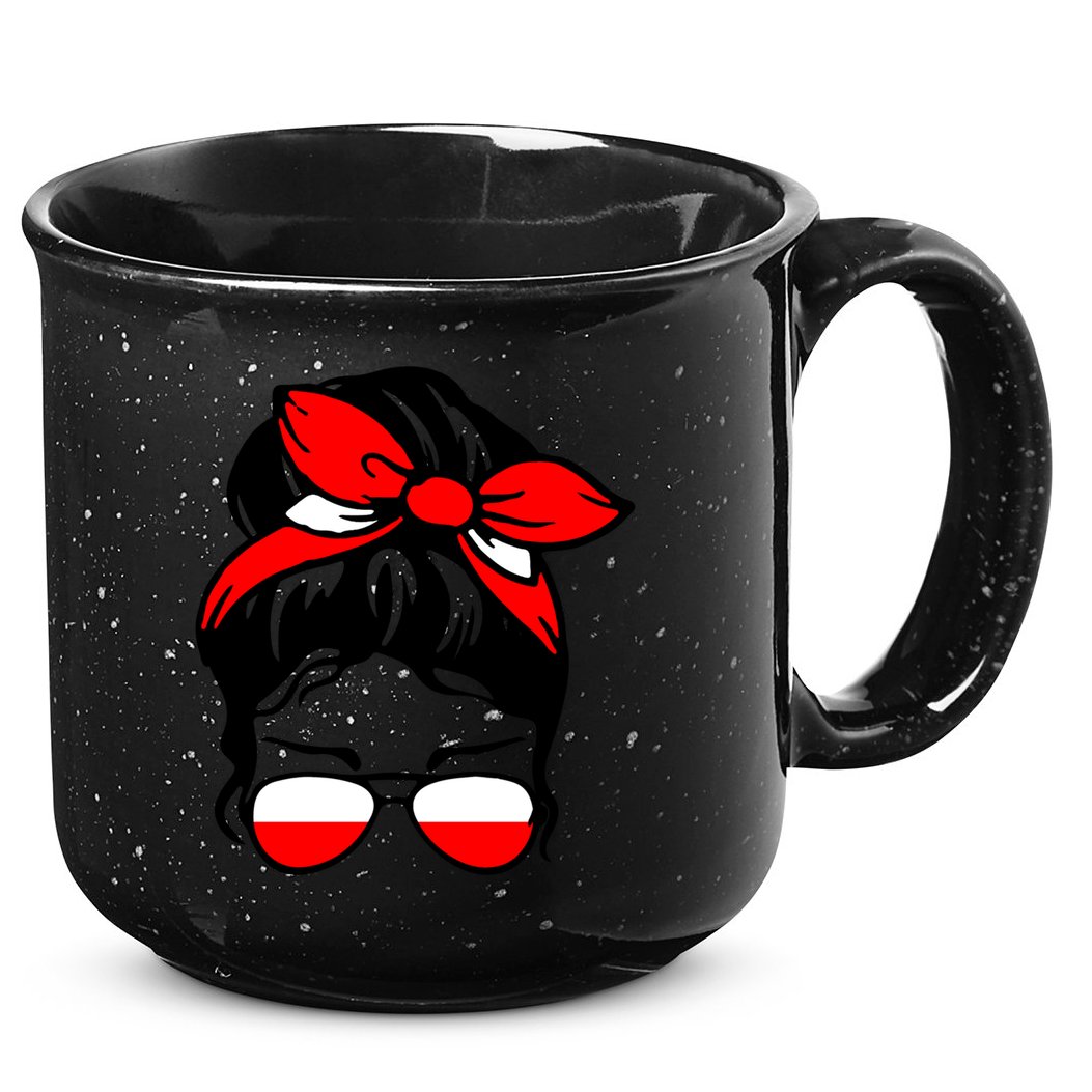 Polish Flag Messy Bun Patriotic Polska Poland Gift 15oz Campfire Ceramic Mug