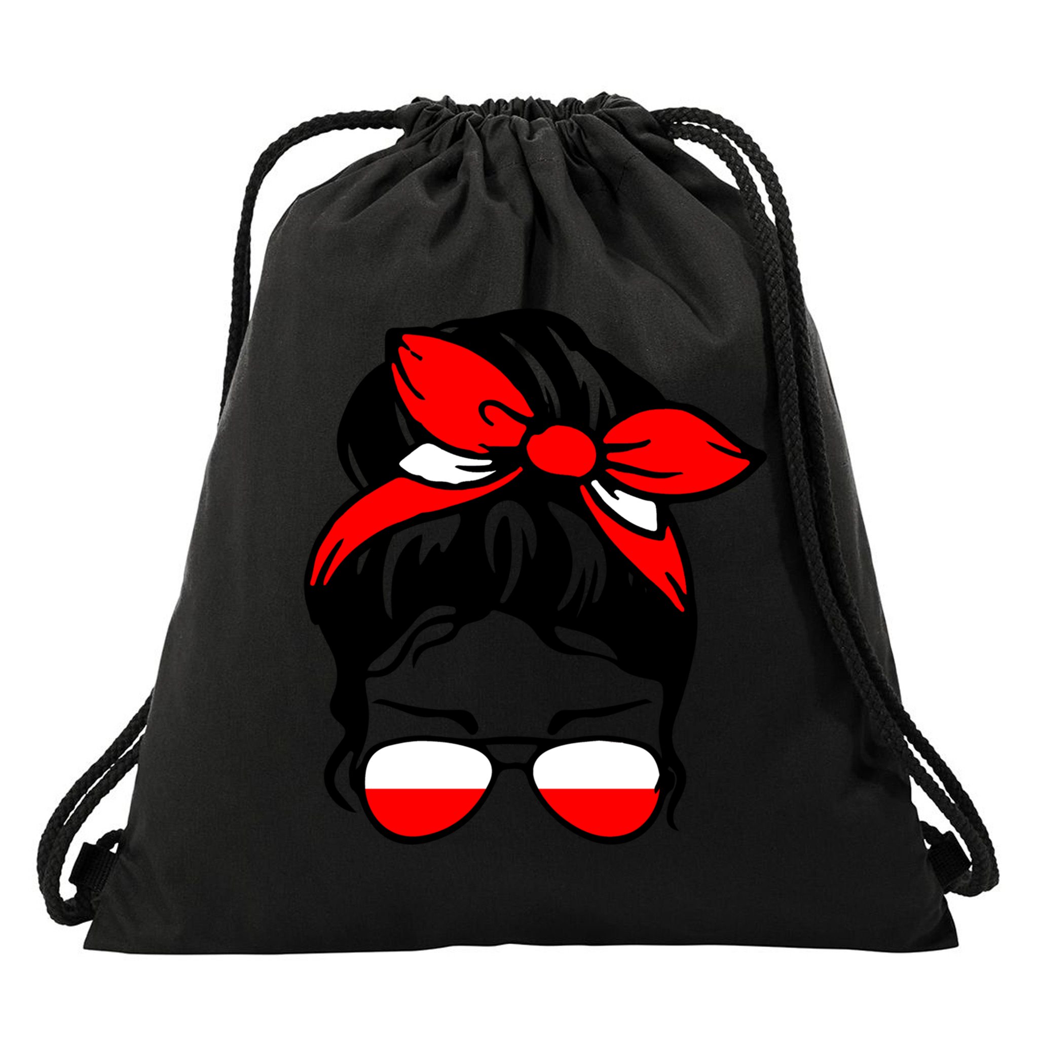 Polish Flag Messy Bun Patriotic Polska Poland Gift Drawstring Bag