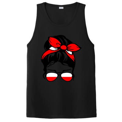 Polish Flag Messy Bun Patriotic Polska Poland Gift PosiCharge Competitor Tank