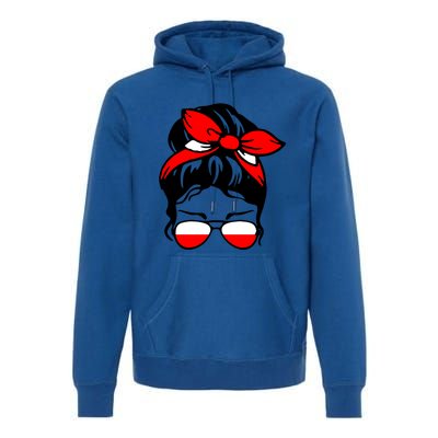 Polish Flag Messy Bun Patriotic Polska Poland Gift Premium Hoodie