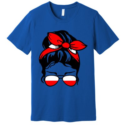 Polish Flag Messy Bun Patriotic Polska Poland Gift Premium T-Shirt