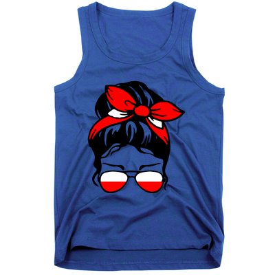 Polish Flag Messy Bun Patriotic Polska Poland Gift Tank Top