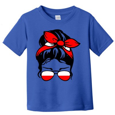 Polish Flag Messy Bun Patriotic Polska Poland Gift Toddler T-Shirt