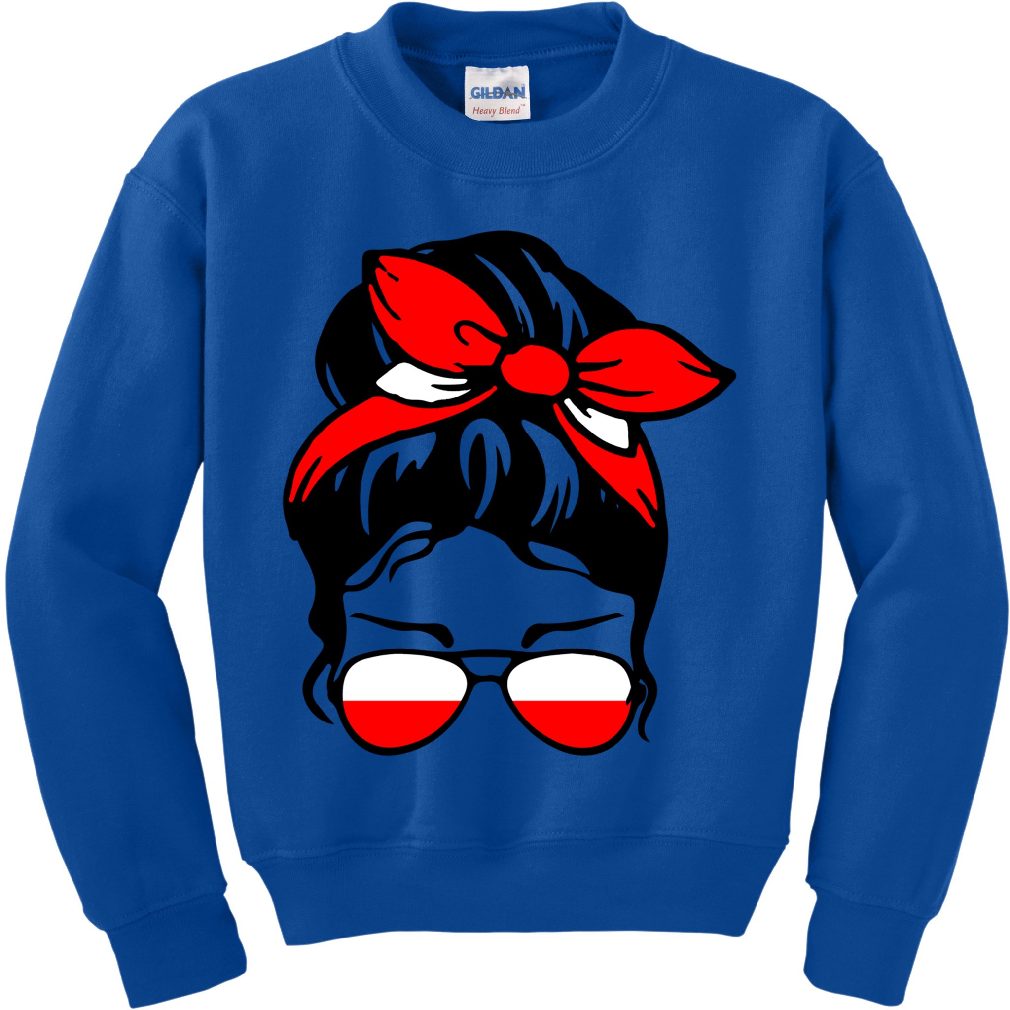 Polish Flag Messy Bun Patriotic Polska Poland Gift Kids Sweatshirt