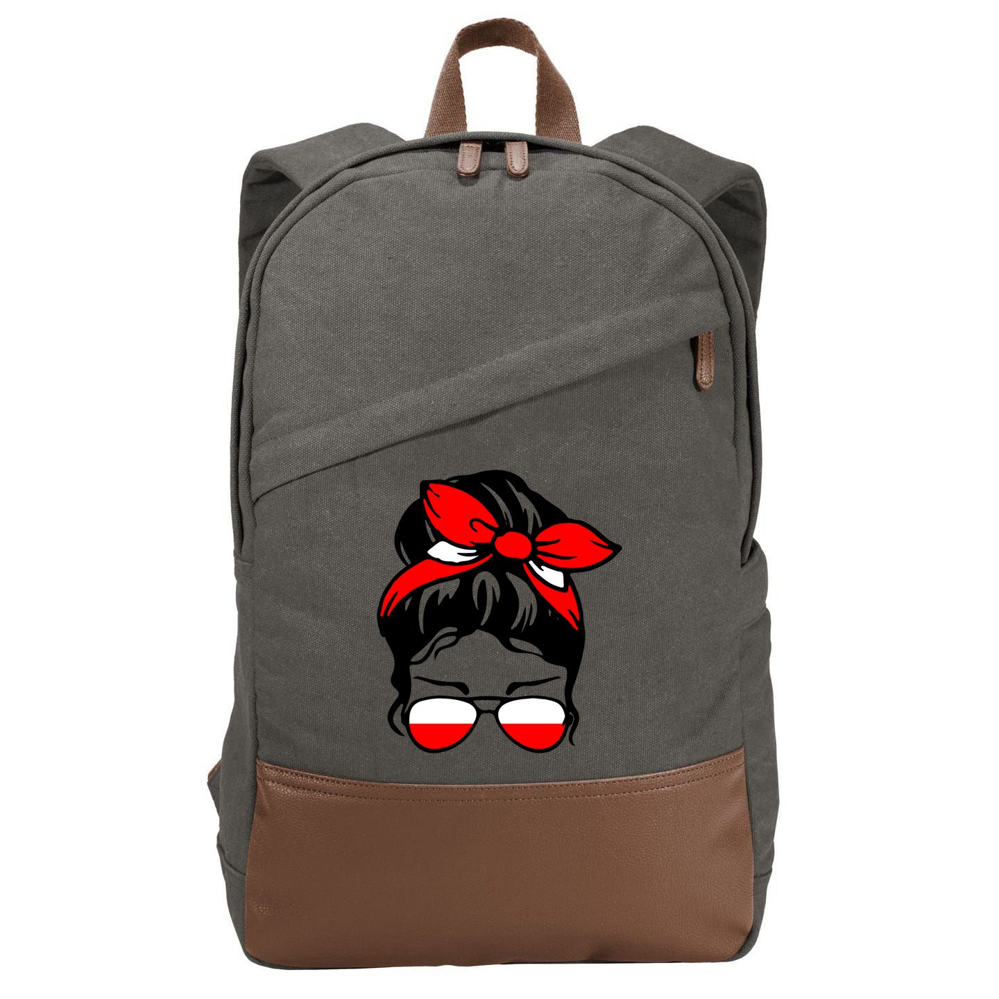 Polish Flag Messy Bun Patriotic Polska Poland Gift Cotton Canvas Backpack